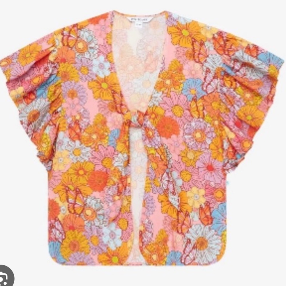 Posh Peanut Meadow kids girls 10-12 swim cover up new! floral bright print - Picture 2 of 4